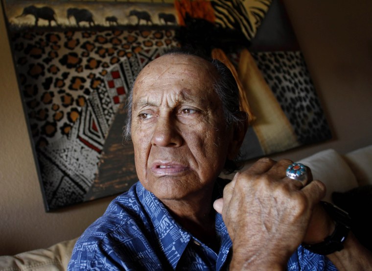 American Indian activist Russell Means, seen here at his Scottsdale, Ariz., home in October 2011, helped lead protests for Native American rights.