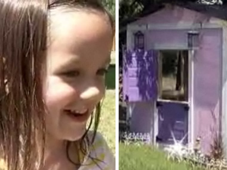 Aubree, 4, almost lost her playhouse because of a lawsuit over its color.