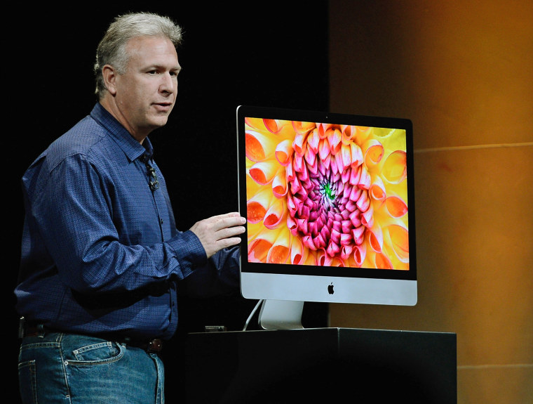 SAN JOSE, CA - OCTOBER 23: Apple Senior Vice President of Worldwide product marketing Phil Schiller announces the new iMac during an Apple special ev...