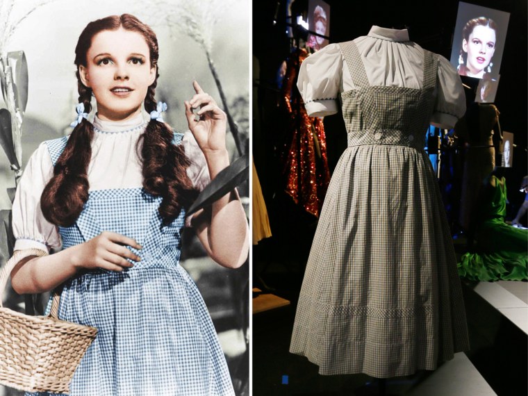 The white blouse and blue pinafore Judy Garland wore as Dorothy in
