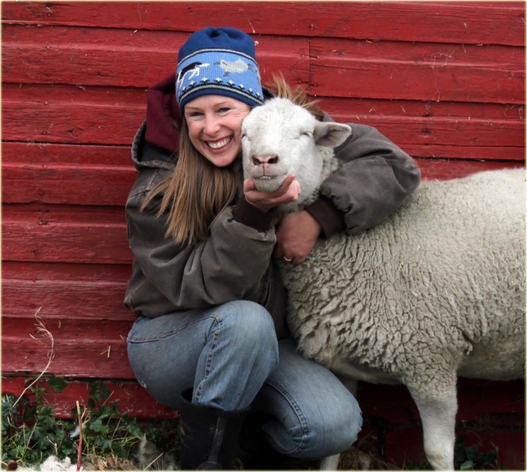 Hug a Sheep Day crosses into Canada! Jenny from Alberta hugs Mabel in celebration of last year's Hug a Sheep Day.