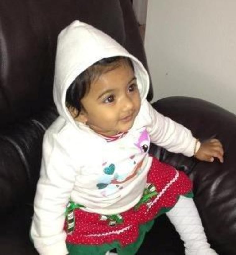 Saanvi Venna, 10 months old, in an undated photo provided by police. Police issued an Amber Alert for her on Monday after her grandmother, who had been babysitting, was found slain and the baby missing.