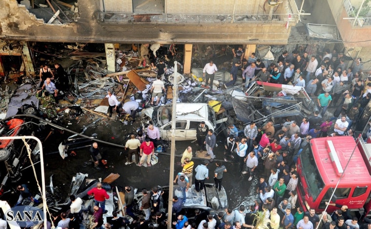A general view of the site where a car bomb exploded.