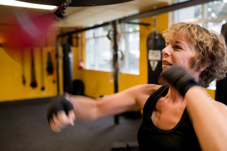 Diane Mapes boxes three times a week for fitness and to strengthen her body for her upcoming reconstructive surgery. \"Boxing is my way to hit back,\" she says. \"Literally.\"