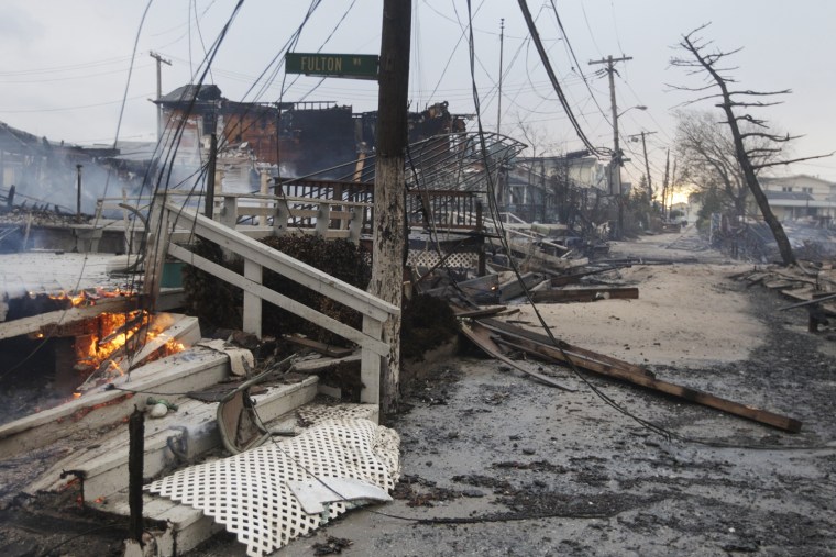 Damage caused by a fire at Breezy Point in Queens, N.Y.