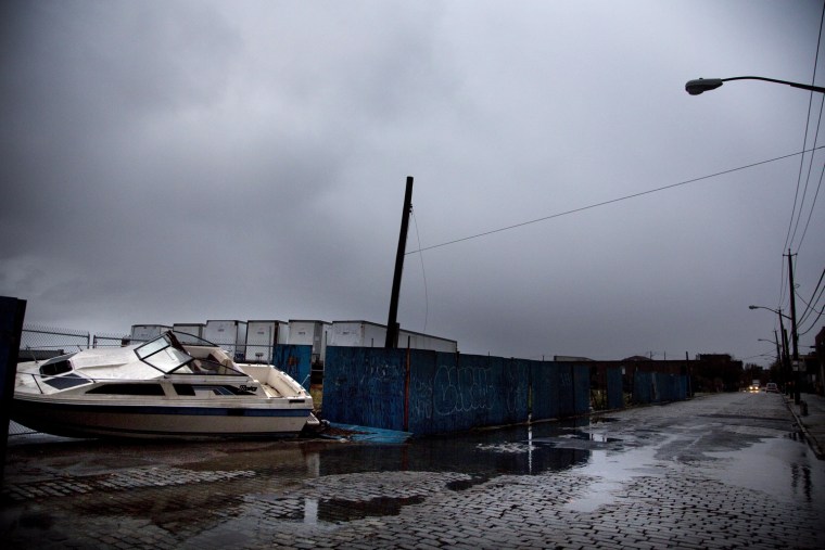 Flooded street in the Red Hook section of Brooklyn after Hurricane Sandy caused extensive damage in the area on Oct. 30 in the Brooklyn borough of New York.
