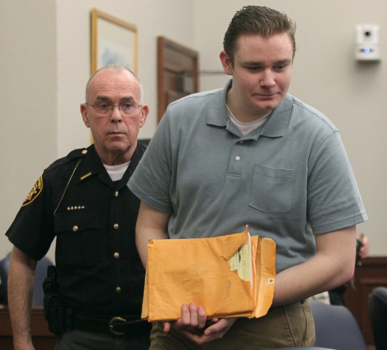 Brogan Rafferty, shown here heading into court on Oct. 25, was convicted on Tuesday of murder and other counts in the so-called Craigslist killings in Ohio.