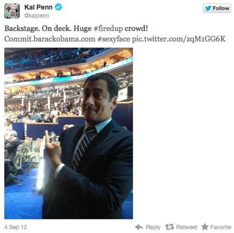 Actor Kal Penn, tweeting from near the stage at the Democratic National Convention.
