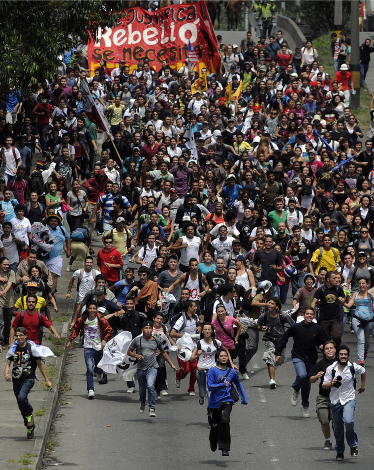 Colombian Teachers And Students March For Improvements