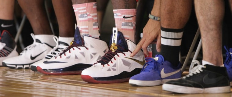 Lebron James wore a pair of Nike's Lebron X shoes, center, to a event in Shanghai, China, in late August. That was just a pittance of publicity compared to the social media outrage over the rumored cost of the shoe. The rumor may have been wrong, but it got the product noticed.