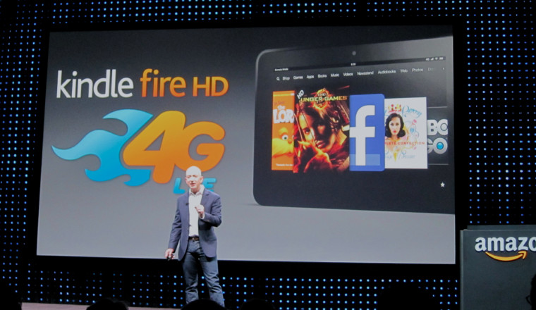 Bezos with 4G LTE logo on Kindle Fire HD