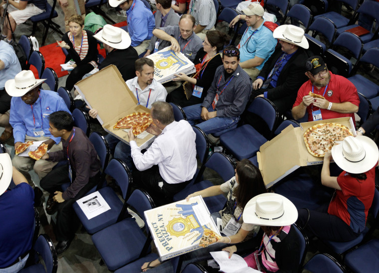 What do you feed a hungry Republican National Convention crowd? Standard favorites like pizza, hamburgers and hot dogs, as well as gourmet empanadas.