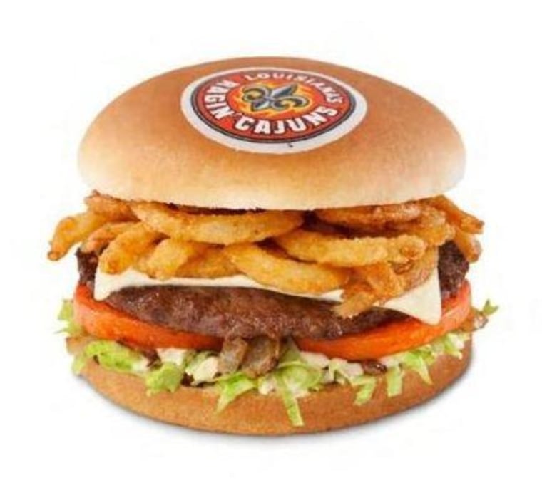 The Ragin' Cajun burger features an edible logo.