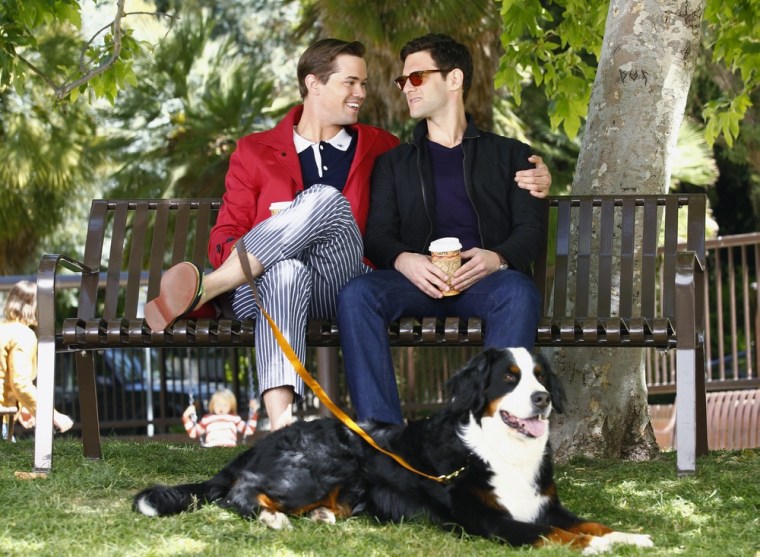 \"The New Normal\" stars Andrew Rannells as Bryan, left, and Justin Bartha as David, a couple who are looking to add a baby to their family.