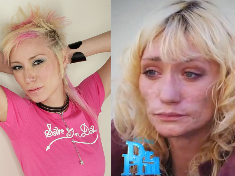Meth addiction has transformed former model Jael Strauss, seen here (left) during her \"America's Next Top Model\" days and (right) from her \"Dr. Drew\" appearance.