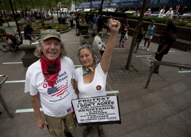 Dennis and Elizabeth Carbone still come to Zuccotti Park a couple times a week.