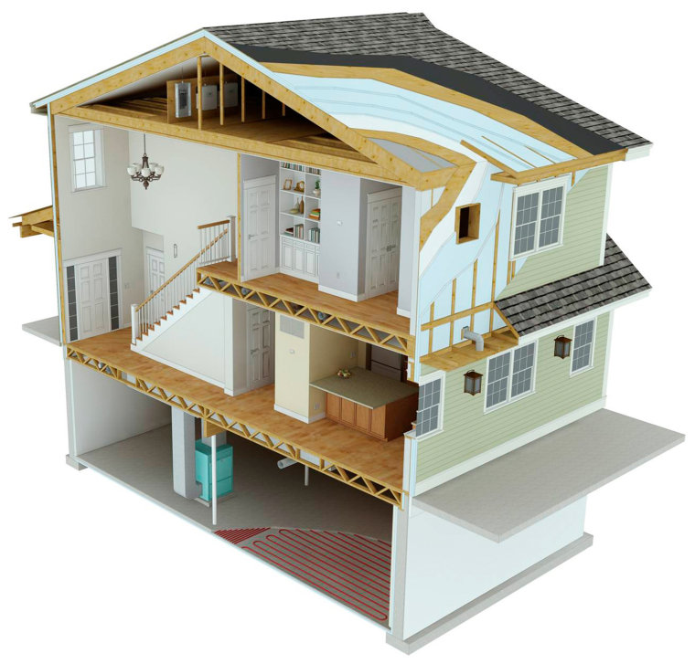 Net-zero home cutaway