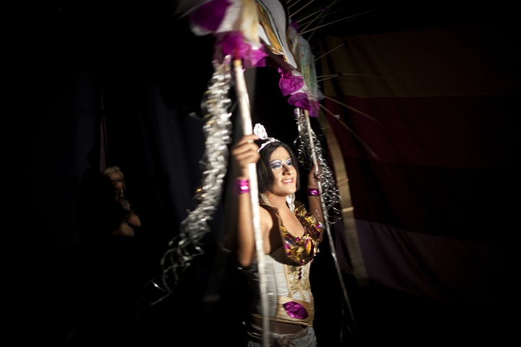 Linda Elizabeth Tylor Martinez wears a costume before competing in the Miss Night Queen beauty contest in Guatemala City, June 15.