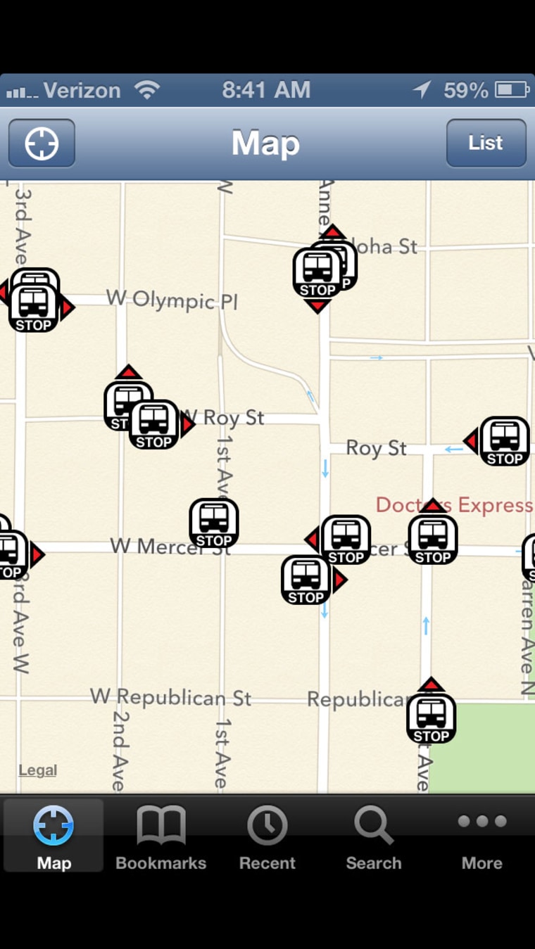 One Bus Away app on iOS 6