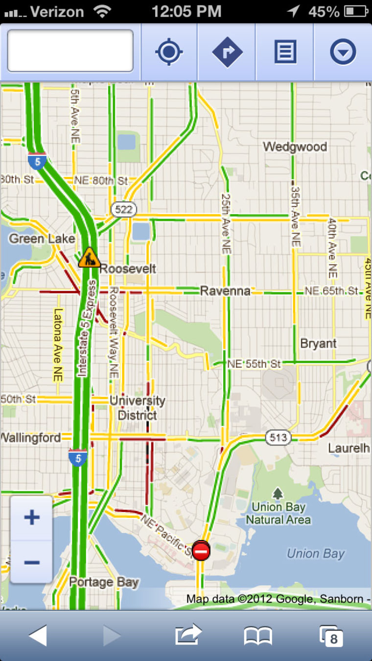 Google Maps Web app running on iPhone 5