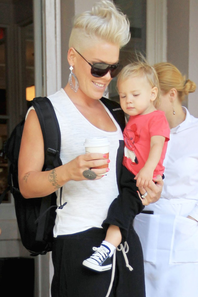 Pink, with her 15-month-old daughter Willow: Don't mess with this proud breast-feeding mama!