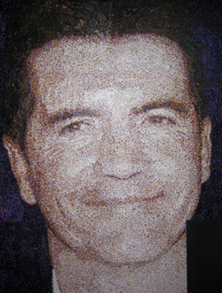 It took 189,000 dots to create this portrait of TV judge and personality Simon Cowell. Douthwaite says she loves how \"you never know what is going to come out of his mouth.\"