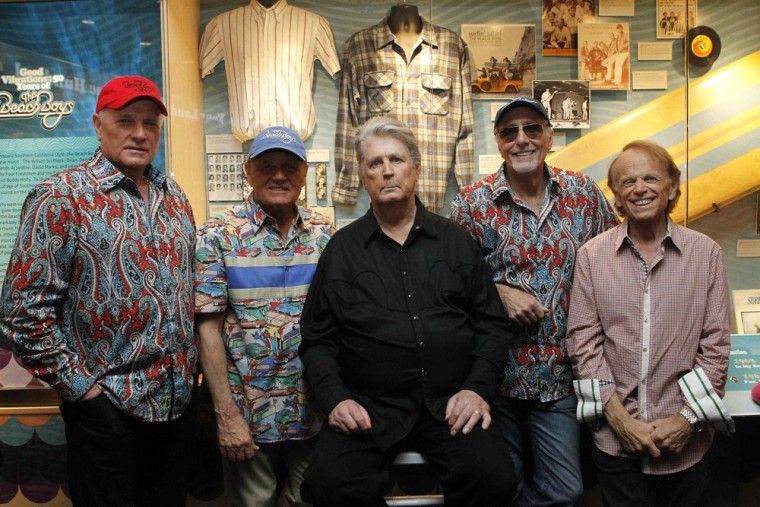 The Beach Boys, from left, Mike Love, Bruce Johnston, Brian Wilson, David Marks and Al Jardine at the Grammy Museum in Los Angeles on Sept. 18.