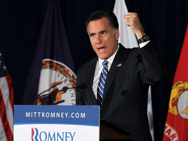 Republican U.S. presidential candidate and former Massachusetts Governor Mitt Romney speaks during a Veterans for Romney event at American Legion Post 176 September 27, 2012 in Springfield, Virginia.