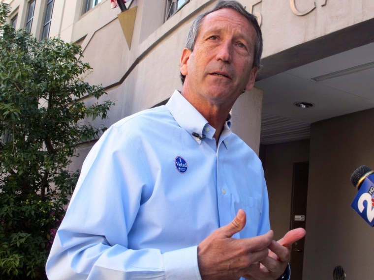 Former South Carolina Gov. Mark Sanford answers questions from reporters after voting in Charleston, S.C., on Tuesday, April 2, 2013.