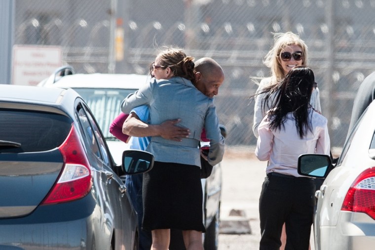 Louis Cuen Taylor leaves state prison in Tucson, Ariz., on Tuesday, April 2, after having served 42 years.