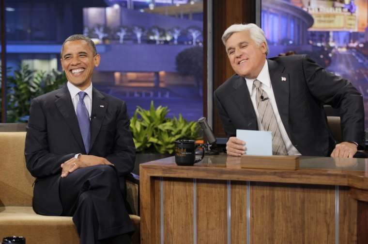\"The Tonight Show\" became the first late-night show to host a sitting president in 2009 when Barack Obama was Jay Leno's guest.