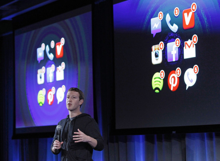 Mark Zuckerberg, Facebook's co-founder and chief executive speaks during a Facebook press event