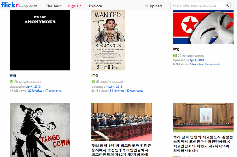 Hacked North Korea Flickr page