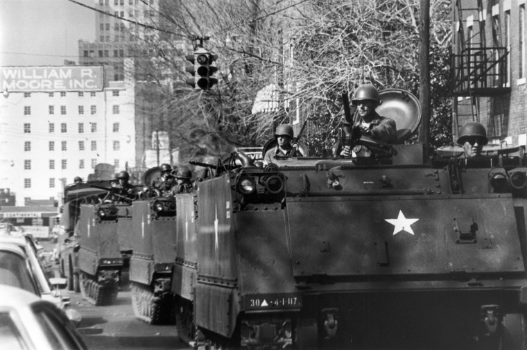 The National Guard arrived in Memphis on March 29, 1968, after the sanitation workers strike turned violent.
