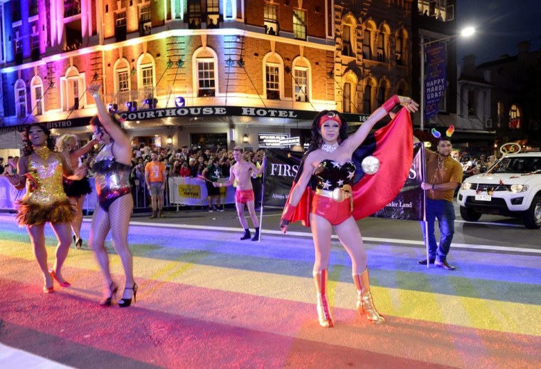 Revellers take part in the 35th Sydney Mardi Gras parade on March 2, 2013.