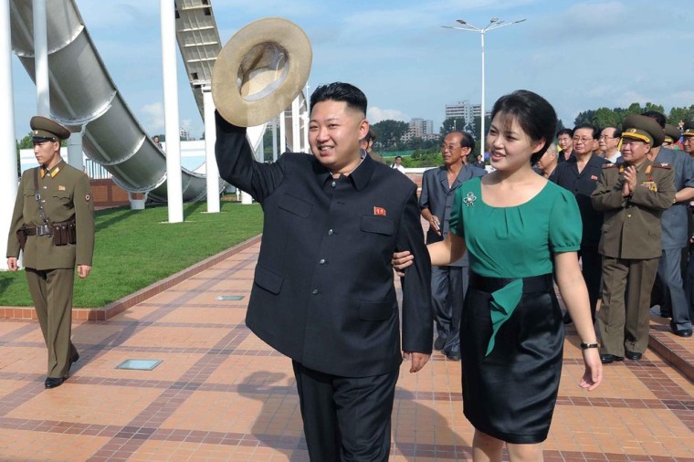 Kim Jong Un and wife Ri Sol-Ju last July.