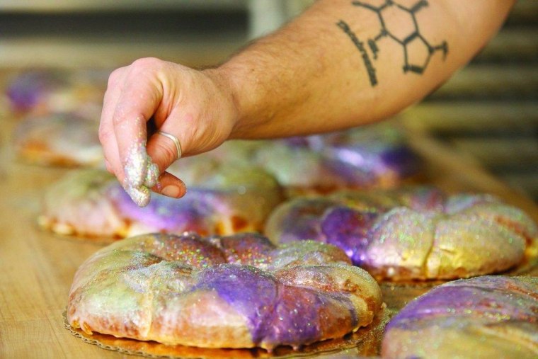 Traditional King Cake gets all glammed-up at Sucre in New Orleans.