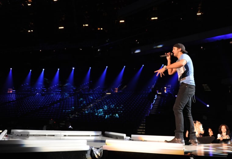 Luke Bryan rehearses onstage during the 48th Annual Academy of Country Music Awards at the MGM Grand Garden Arena on April 5, 2013 in Las Vegas.