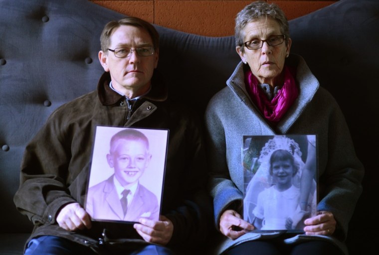 David Clohessy, left, of the Survivors Network of those Abused by Priests with outreach director Barbara Dorris.