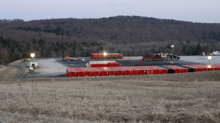 View of a hydraulic fracturing site in Rome Township, Penn., on April 5. Gas companies in the area are using the hydraulic fracturing, or fracking, to extract natural gas from the Marcellus Shale formation.