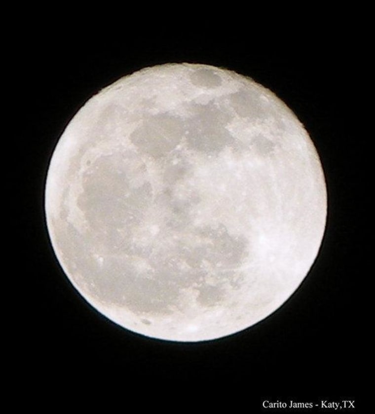 Carito James snapped this photo of the full moon over Katy, Texas on March 28.
