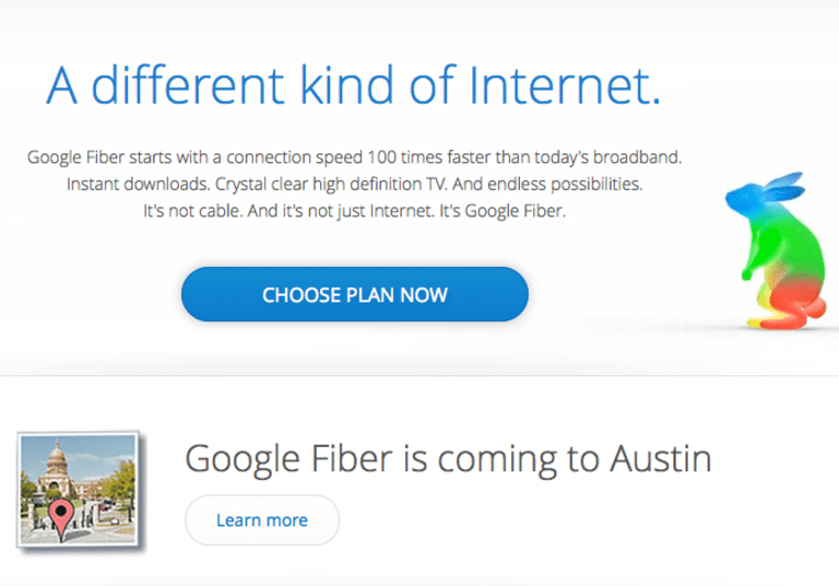 Google promo for Fiber in Austin.