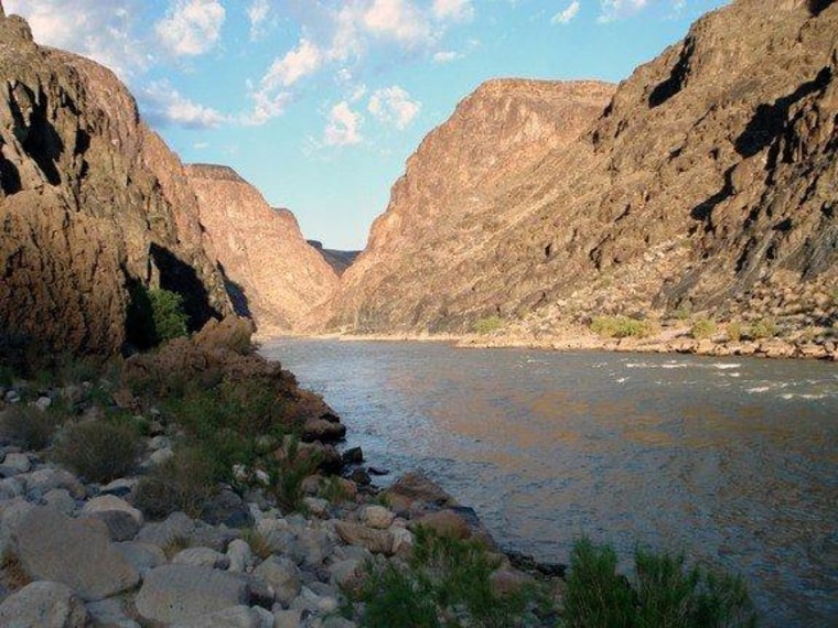 A view of the western Grand Canyon and the Colorado River from the canyon bottom. New data suggest most of this portion of the canyon was carved much earlier than generally believed.