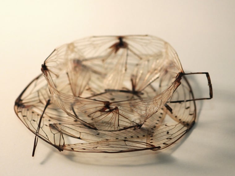 One artist made a teacup out of pieces of a cicada.