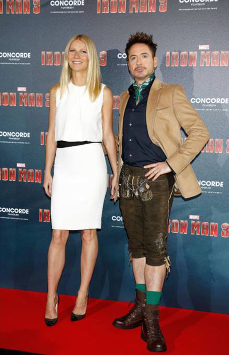 Gwyneth Paltrow and Robert Downey Jr. promote \"Iron Man 3\" in Munich.