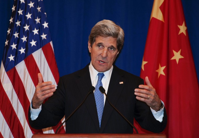 U.S. Secretary of State John Kerry attends a news conference in Beijing April 13, 2013.