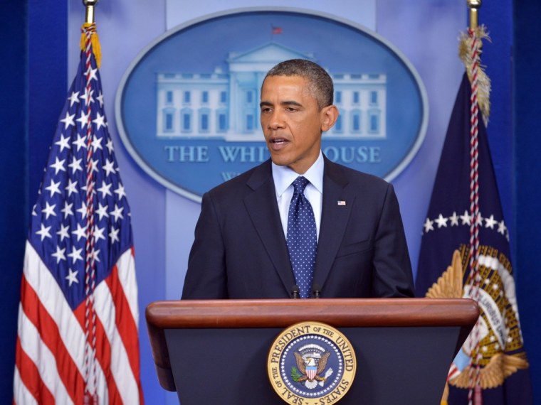 President Barack Obama speaks about the Boston Marathon explosions on April 15, 2013 from the White House.