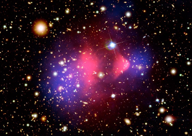 X-ray observations of the Bullet Cluster provide some of the best evidence for the existence of dark matter. Click on the image to learn more.