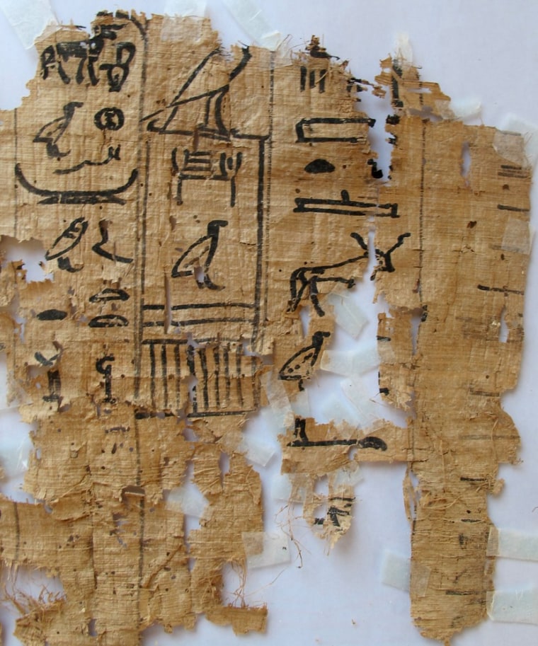 This hieroglyphic papyrus was among scores of ancient documents found at Wadi al-Jarf in Egypt.