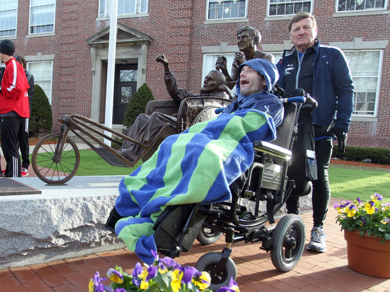 Dad, disabled son vow to return to run final Boston Marathon